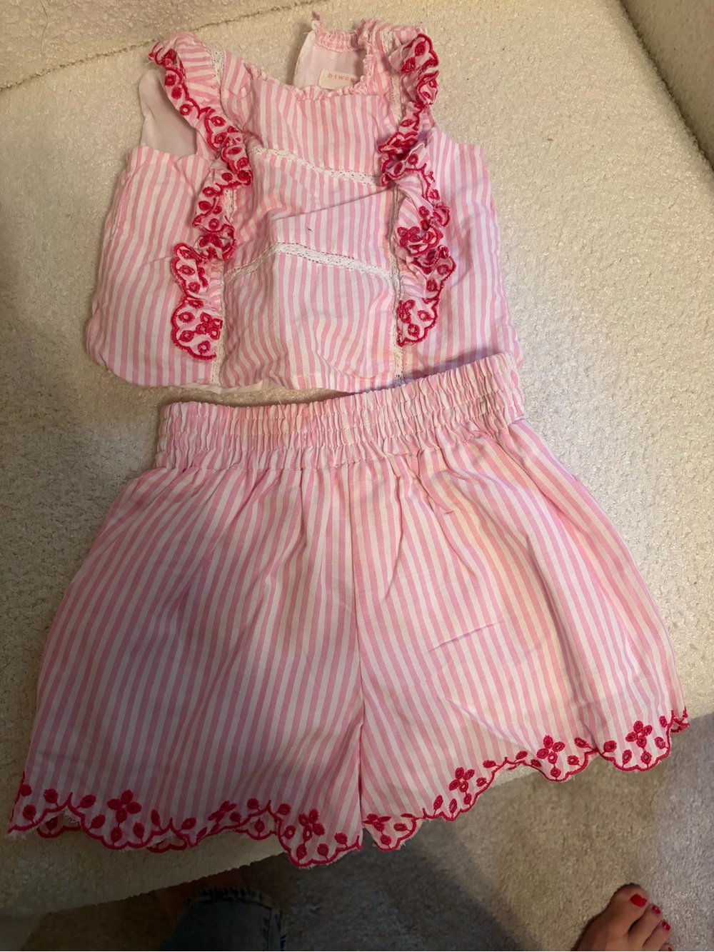 Pink Striped Ruffle Shorts - Kids